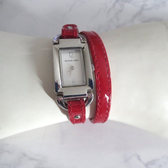 Michael Kors Red and Silver Women's Watch - Picture 1 of 5